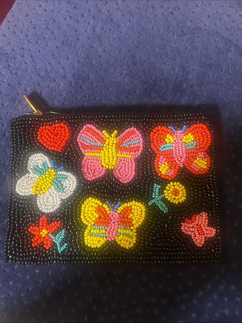 BUTTERFLIES Hand Beaded Coin Purse Colorful